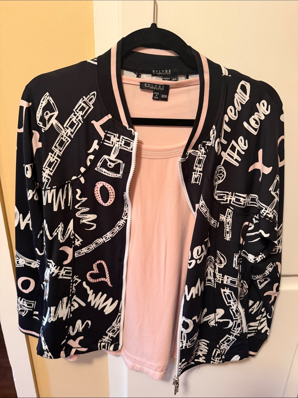 Navy & Pink Graphic designer Bomber Jacket and t shirt